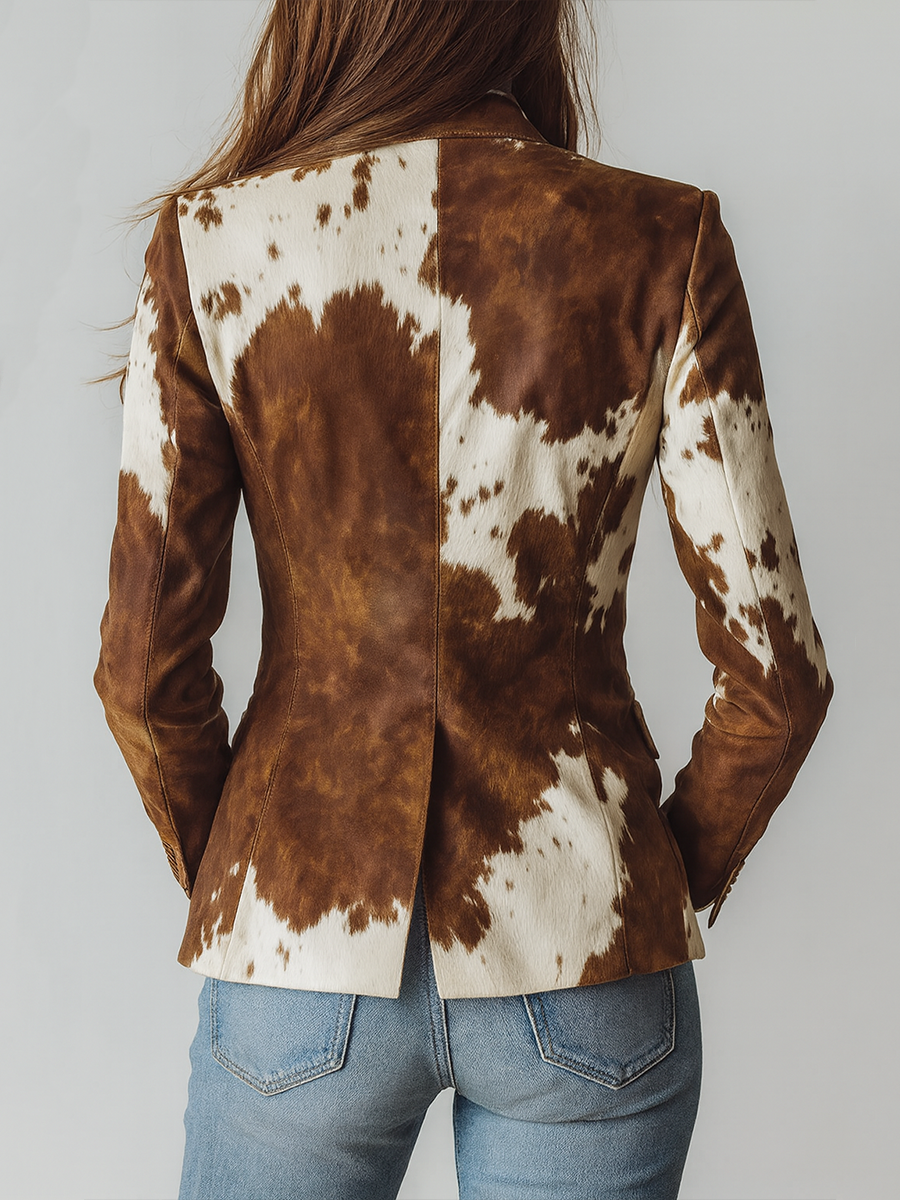Margaux | Vintage Cow Print Eco-Friendly Blazer