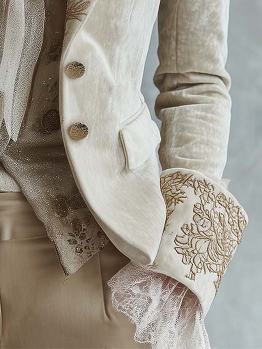 Wren | Ivory Embroidered Tailored Blazer