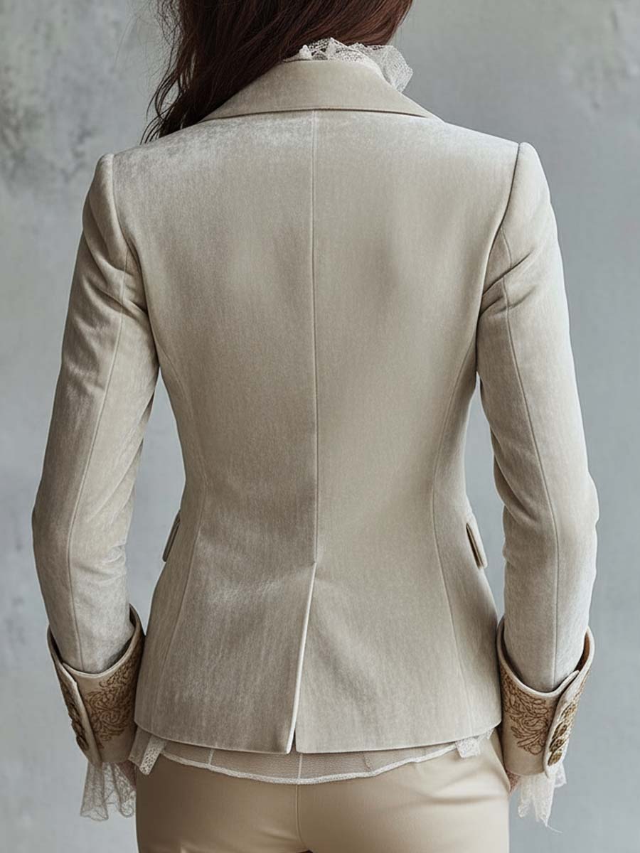 Wren | Ivory Embroidered Tailored Blazer