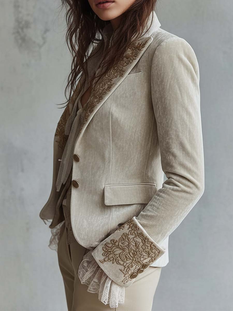 Wren | Ivory Embroidered Tailored Blazer