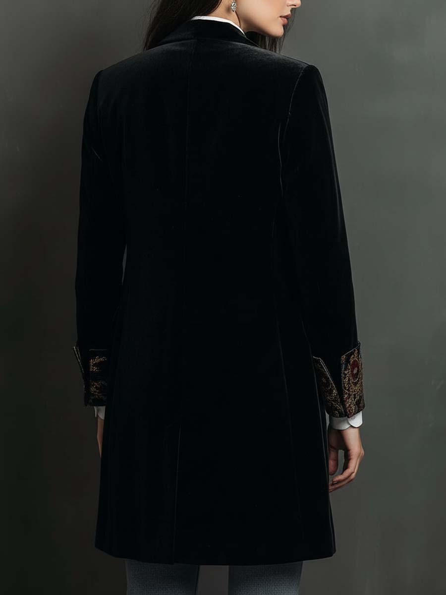Zara | Black Baroque Print Lapel Slim Fit Blazer