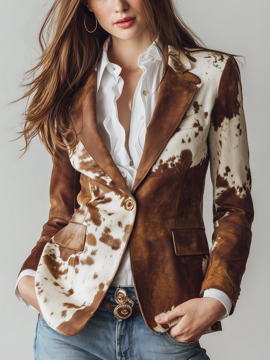 Margaux | Vintage Cow Print Eco-Friendly Blazer