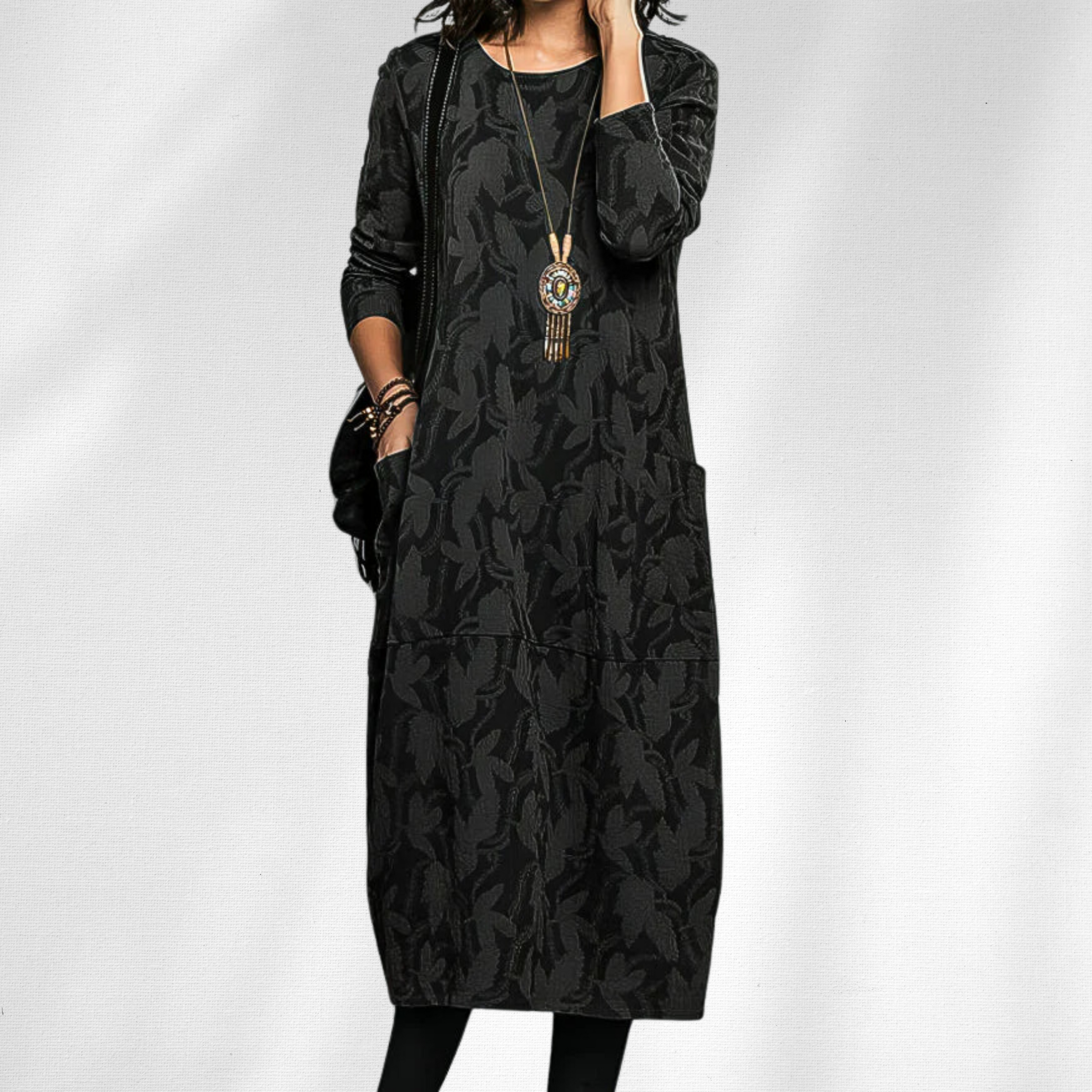 Aurora | Elegant Crewneck Winter Dress