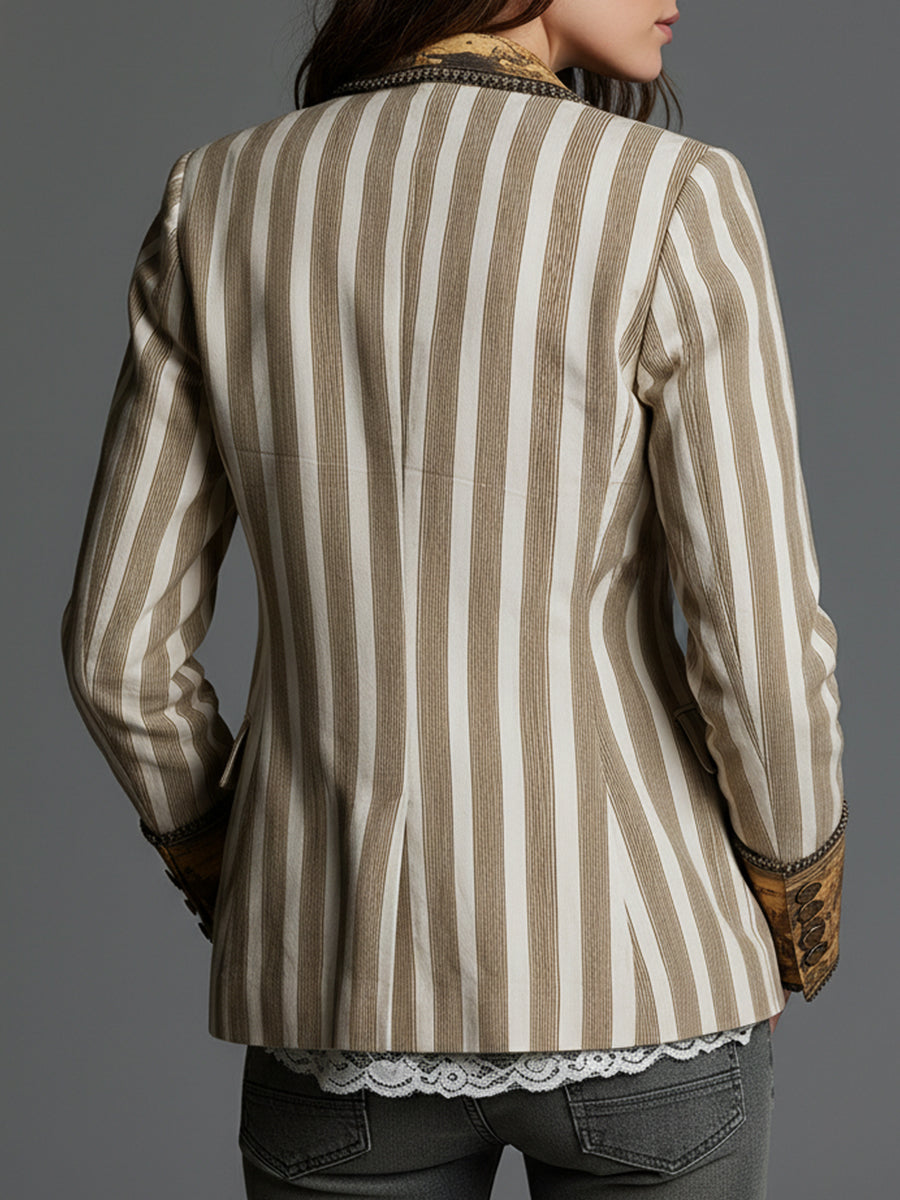 Fleur | Boho Striped Lapel Blazer