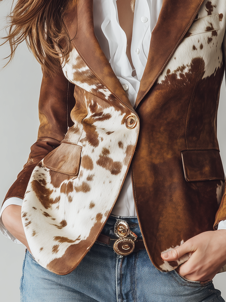 Margaux | Vintage Cow Print Eco-Friendly Blazer