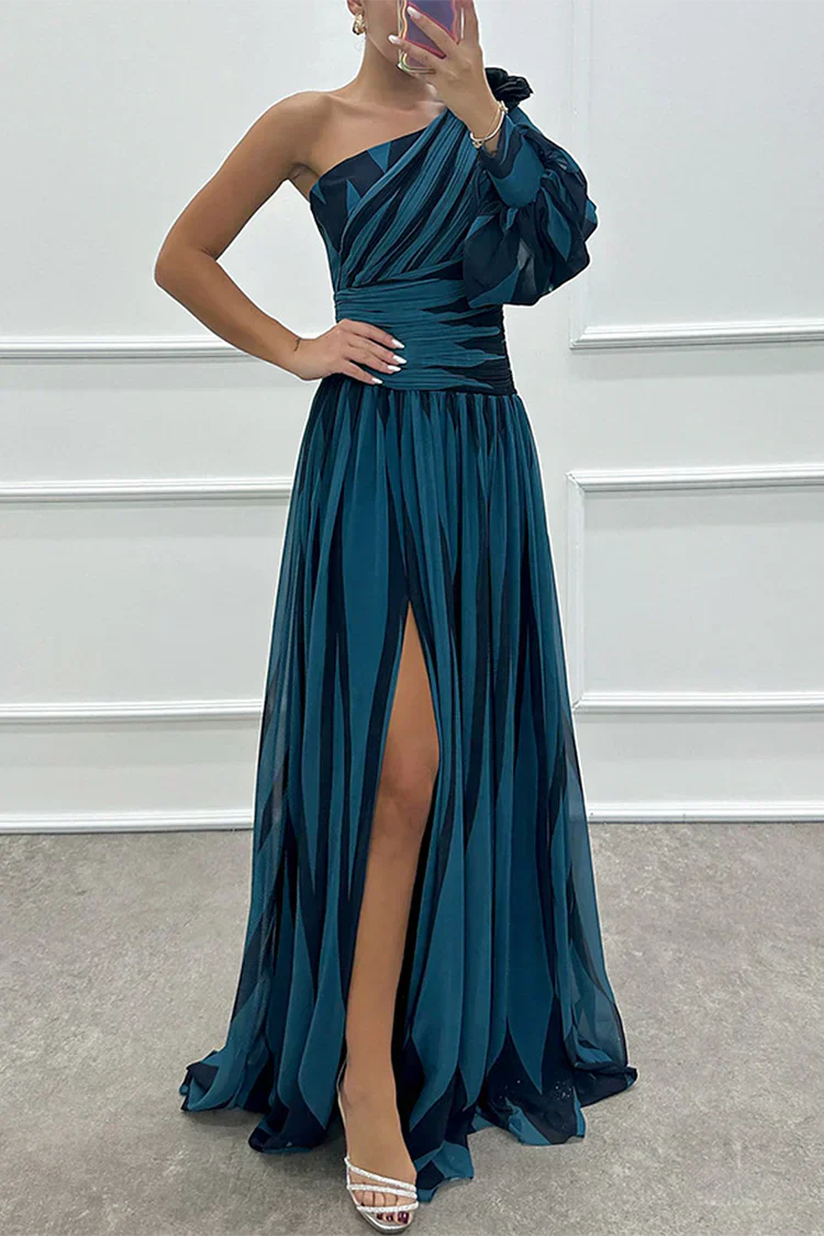 Bonnie | Elegant Striped One Shoulder Maxi Dress