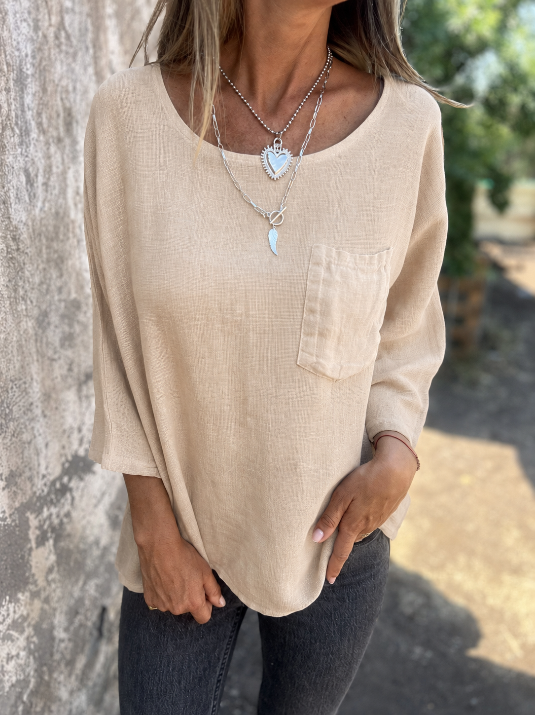 Darianne | Women's Round Neck 3/4 Sleeve Loose Fit Top