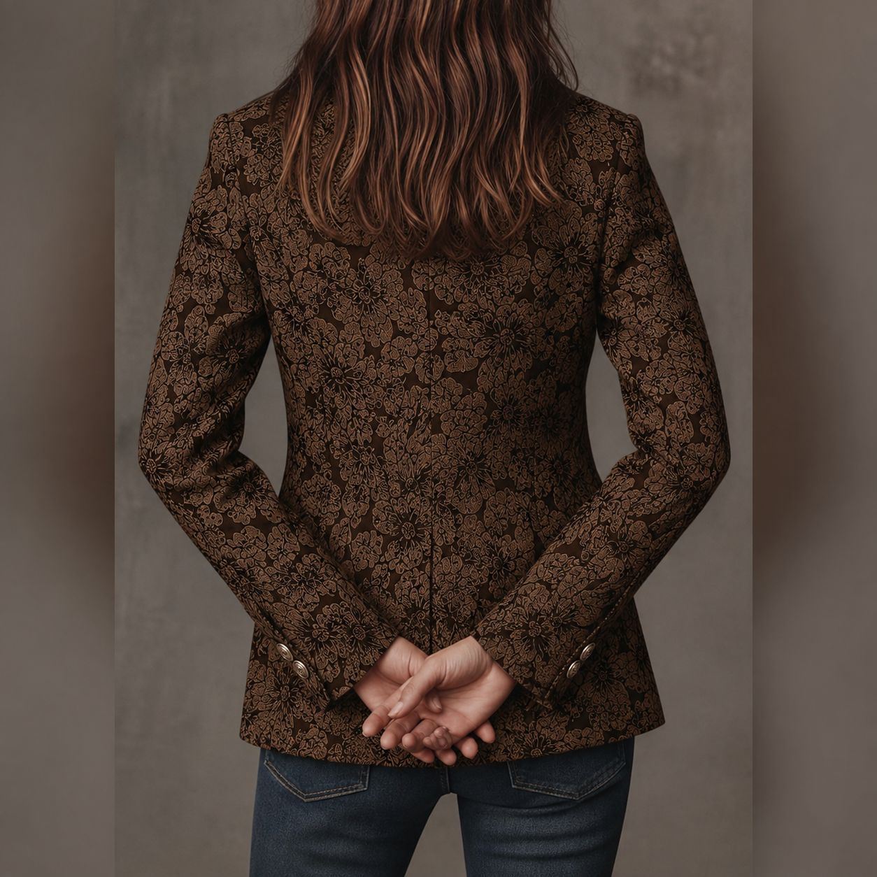 Sylvie | Paisley Jacquard Fitted Blazer with Wrapped Lapels