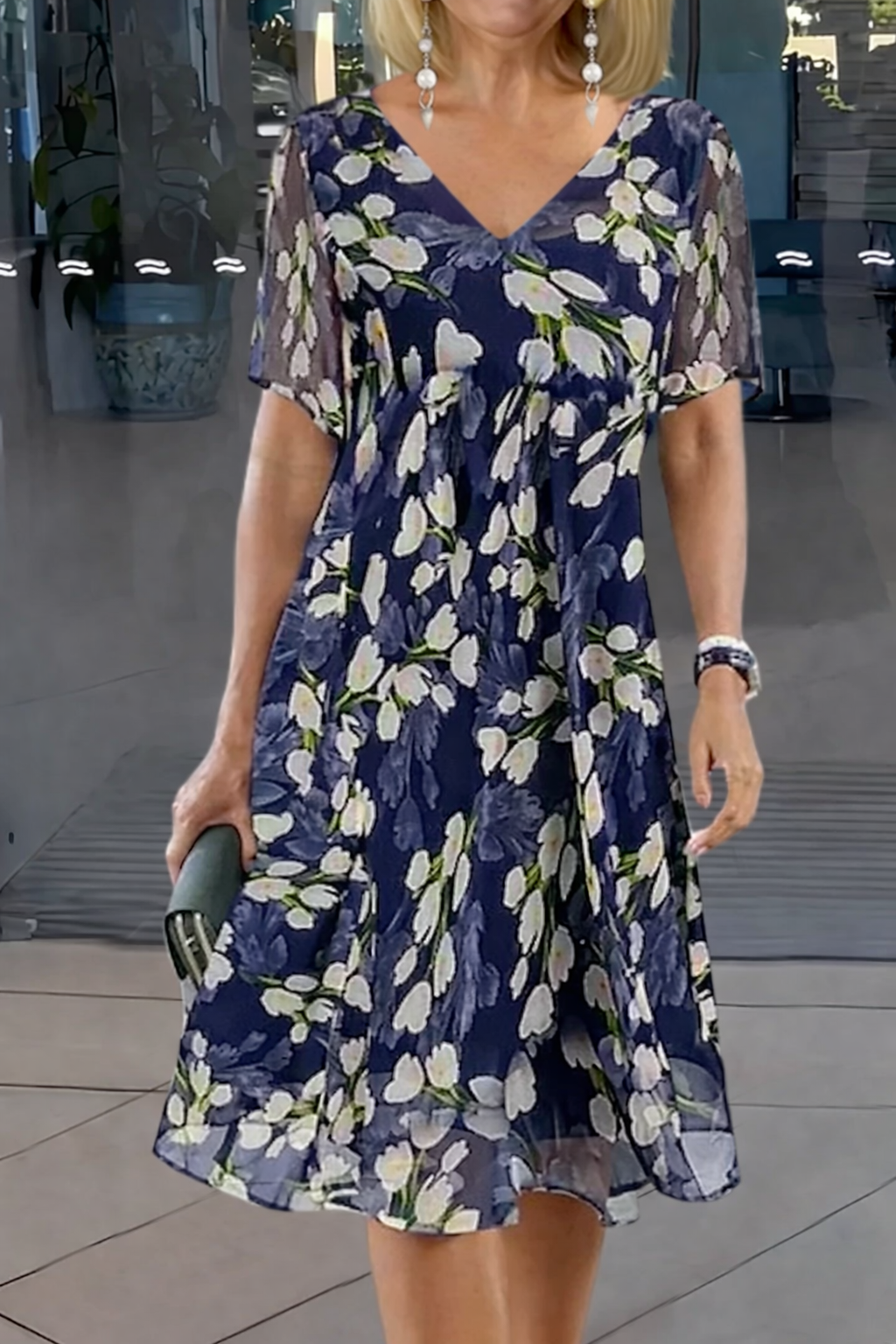 Stephanie | Floral Print Double Tunic Dress