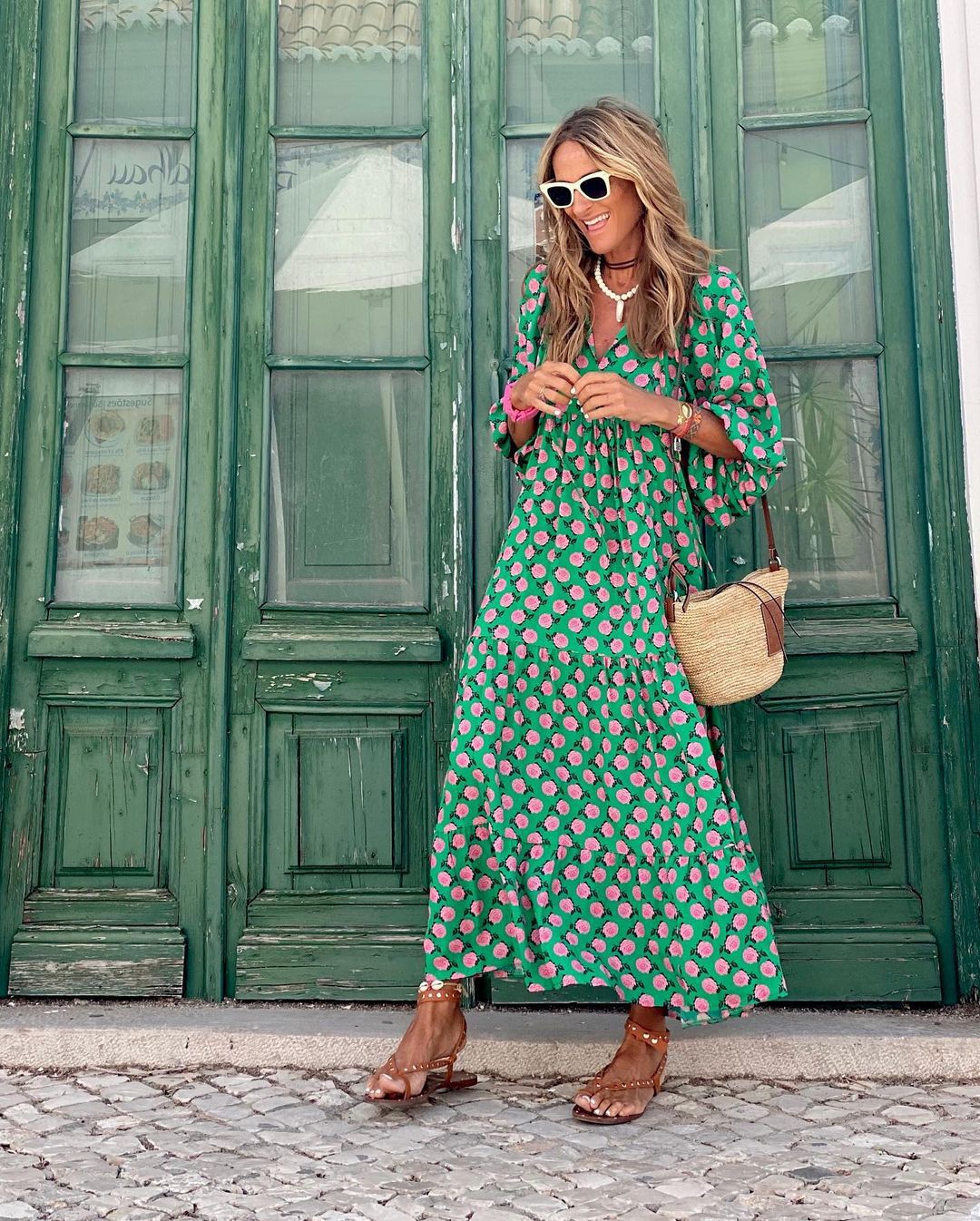 Haven | Women's Floral Puff Sleeve Tiered Maxi Summer Dress