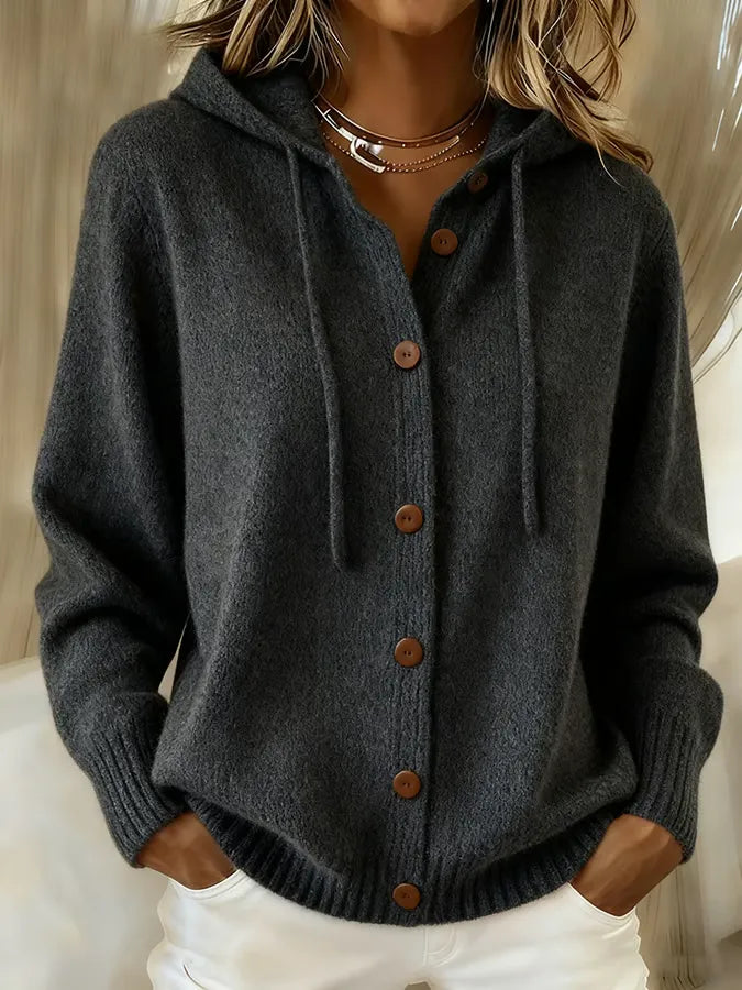 Brenda | Cosy Button-Front Cardigan Hoodie