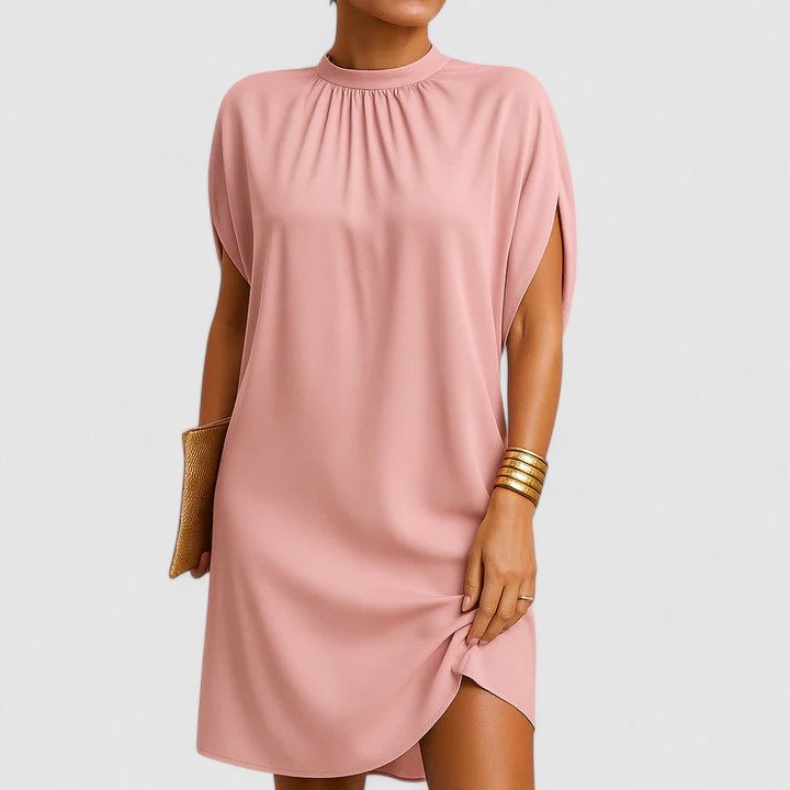 Rosie | Women's Mock Neck Batwing Split Sleeve Midi Dress
