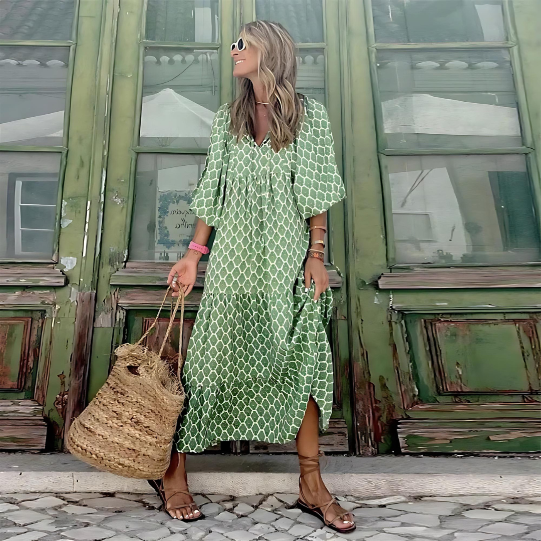 Haven | Women's Floral Puff Sleeve Tiered Maxi Summer Dress