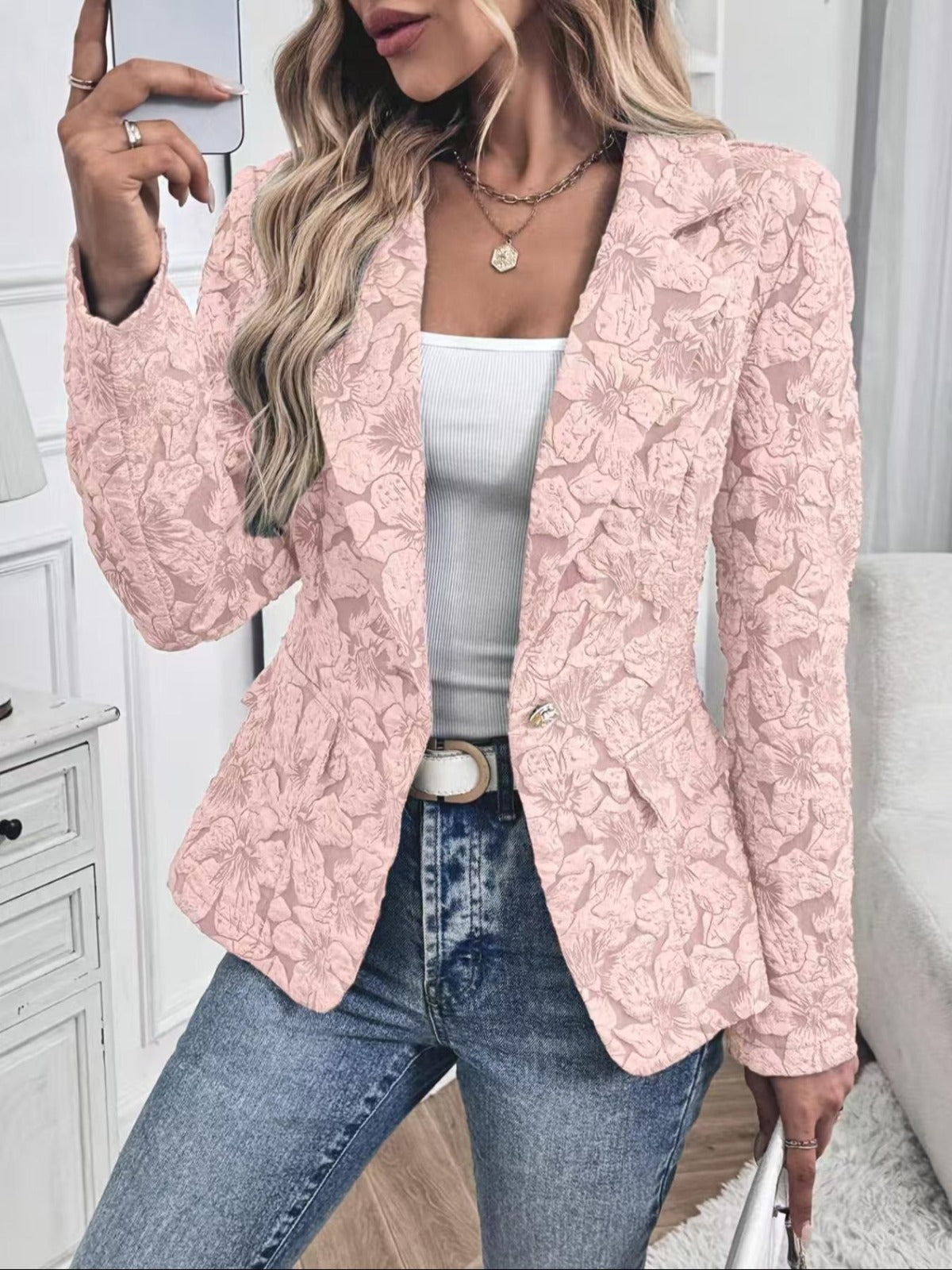 Sylvie | Paisley Jacquard Fitted Blazer with Wrapped Lapels
