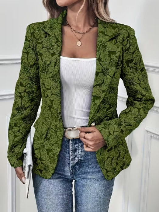 Sylvie | Paisley Jacquard Fitted Blazer with Wrapped Lapels