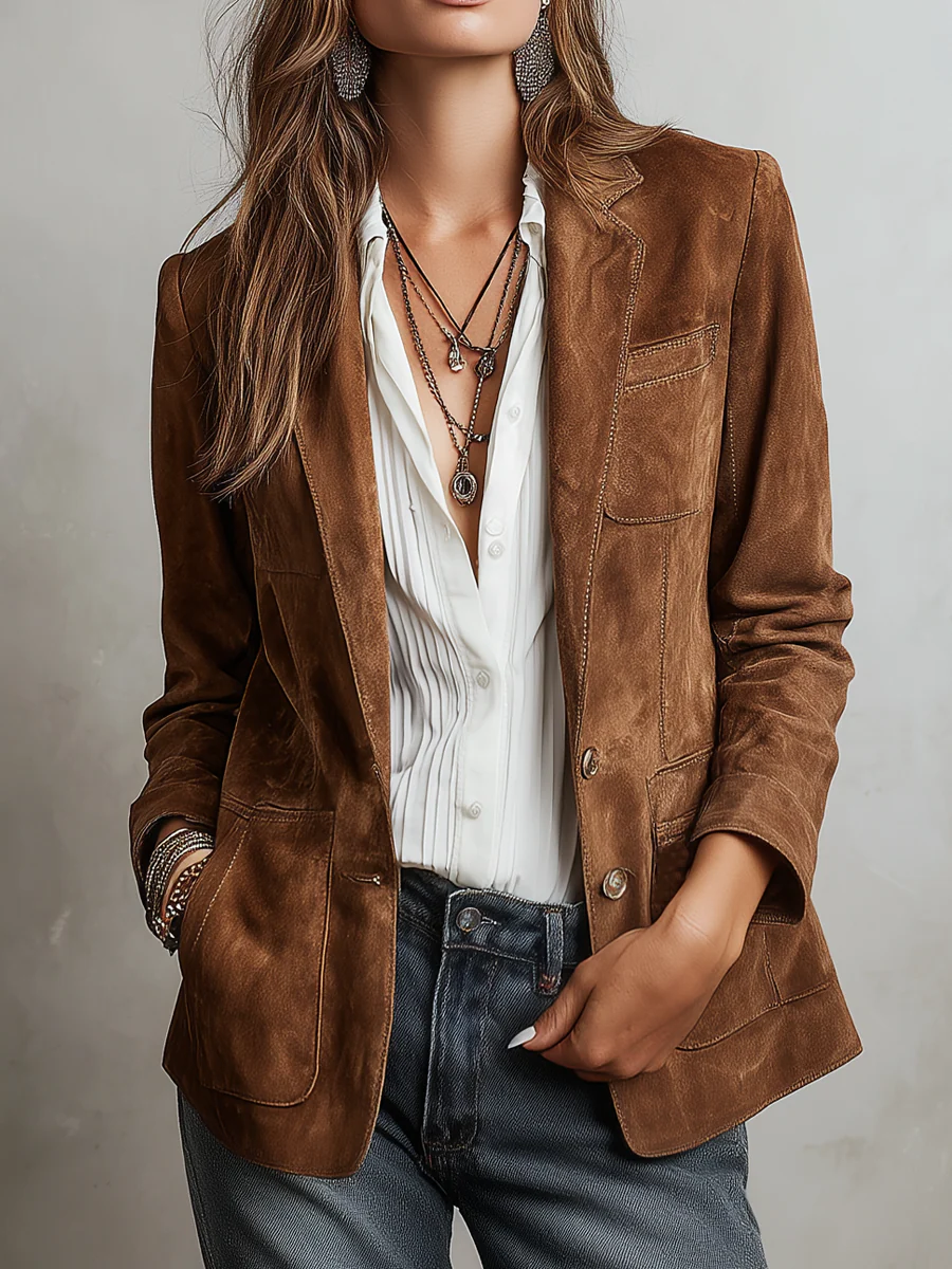 Everly2 | Vintage Contrast-Stitch Blazer