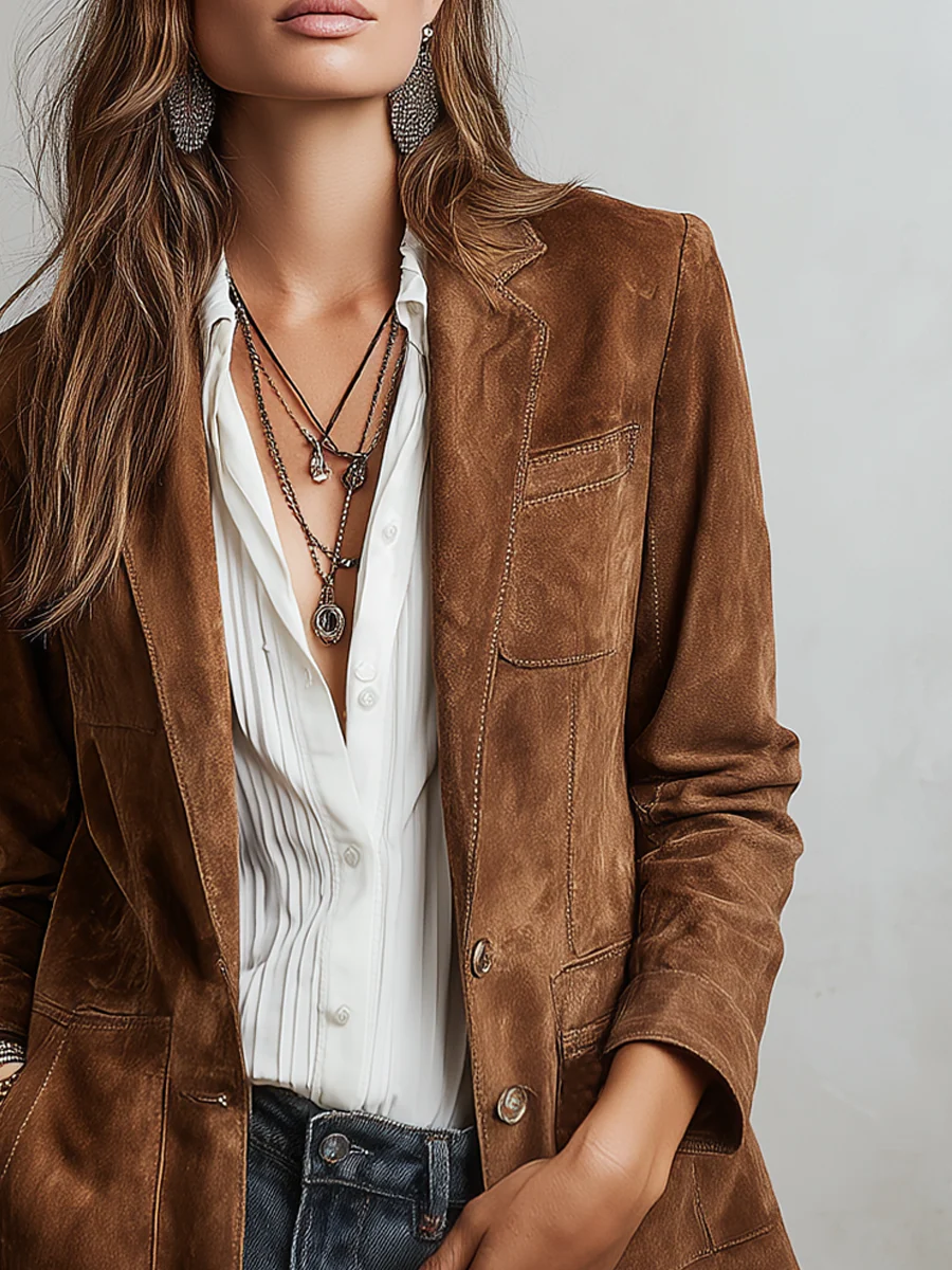Everly2 | Vintage Contrast-Stitch Blazer