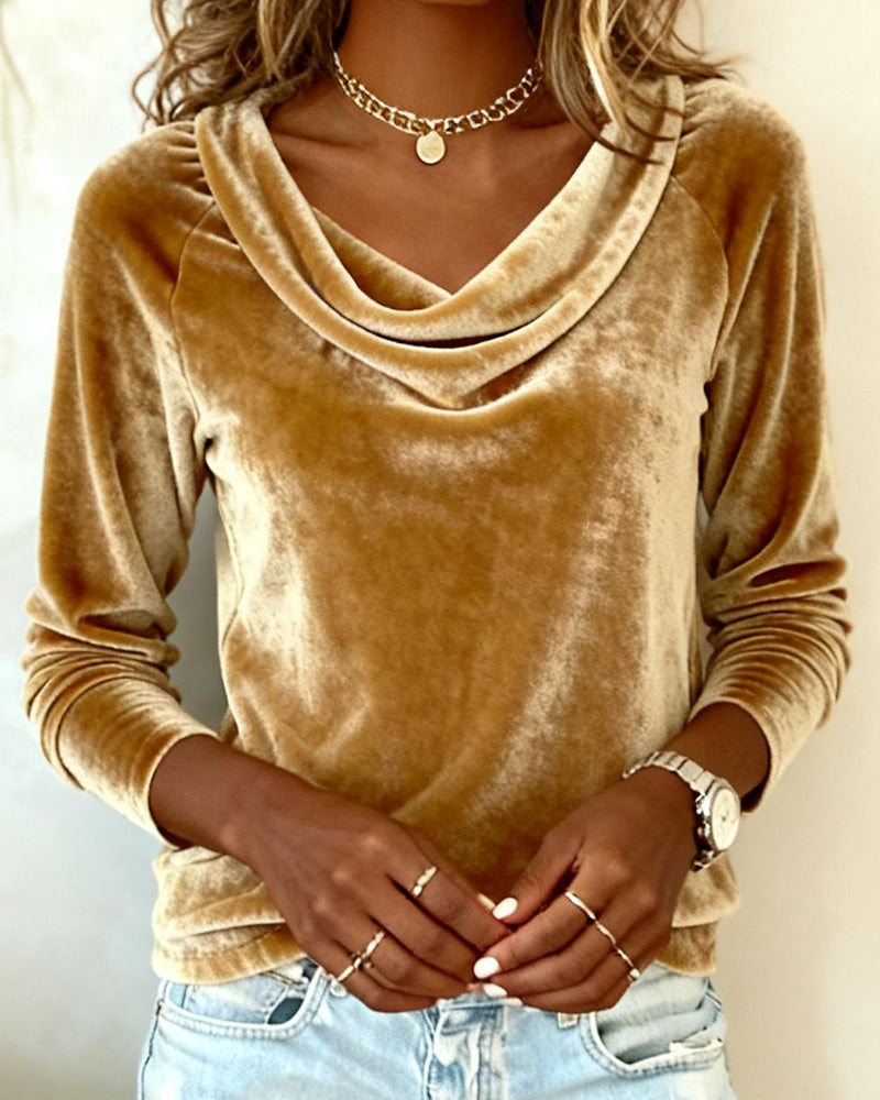 Taylor™ | Luxurious Velvet Drape-Neck Top