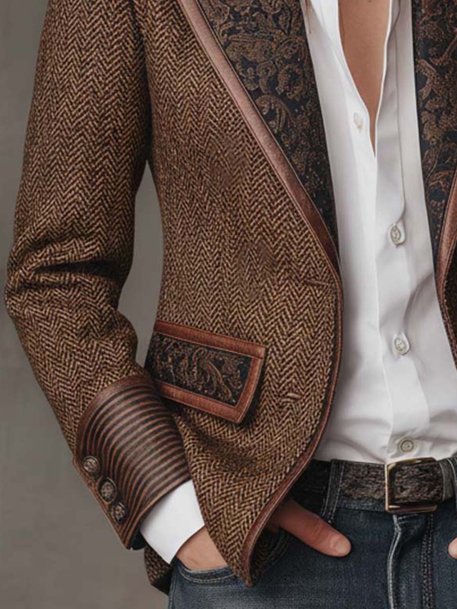 Perrine | Herringbone Printed Panel Blazer