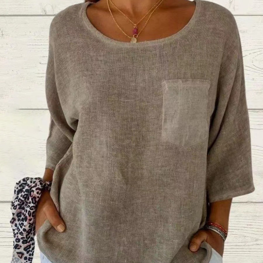 Darianne | Women's Round Neck 3/4 Sleeve Loose Fit Top