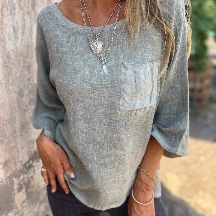 Darianne | Women's Round Neck 3/4 Sleeve Loose Fit Top