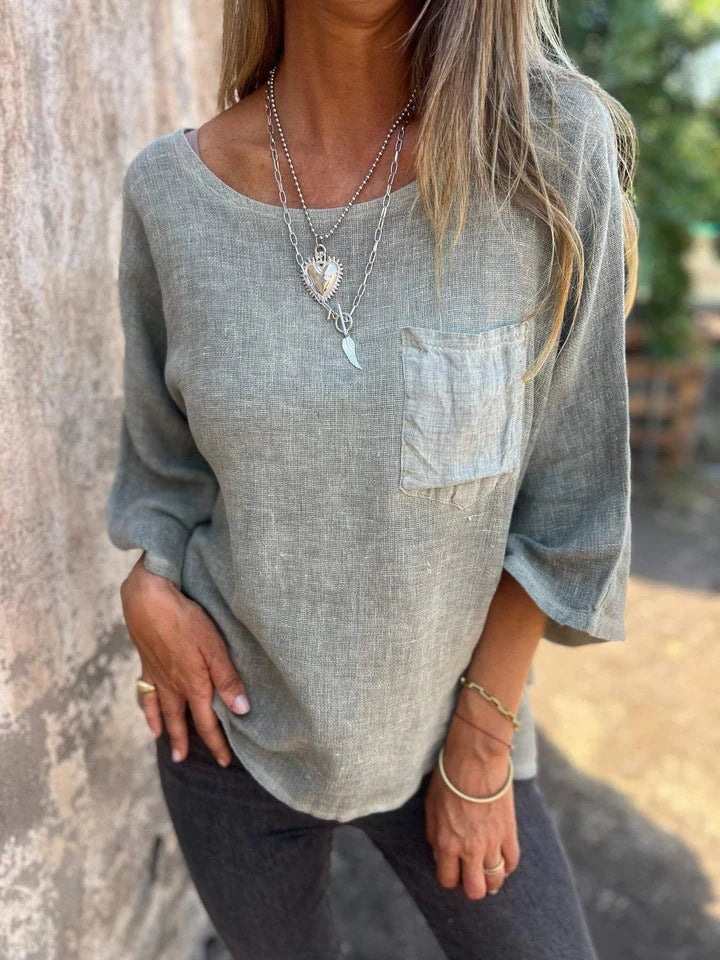 Darianne | Women's Round Neck 3/4 Sleeve Loose Fit Top