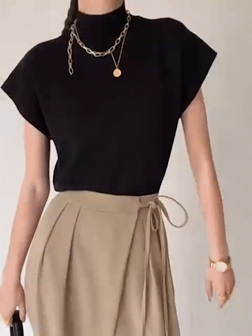 Noira | Women's Mock Neck Sleeveless Top Padded Shoulder Vest