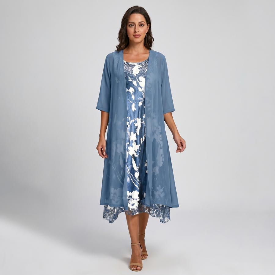 Women's Dress | Layered Open Front Midi