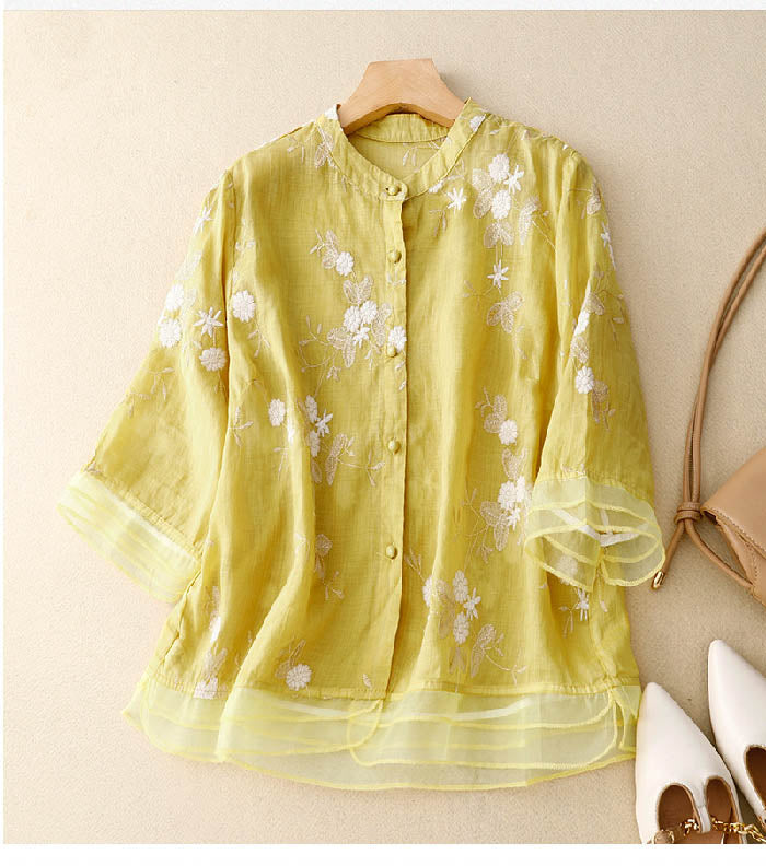Kourtney™ | Chic Blouse with Floral Accents